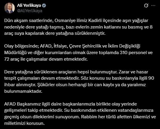 bakan-yerlikaya-osmaniyede-tasan-dere-yataginda-can-kaybi-olmadigini-duyurdu