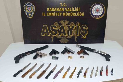 karamanda-ruhsatsiz-silahlar-ve-bicaklar-ele-gecirildi