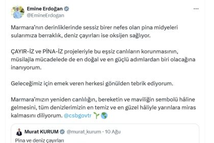 emine-erdogandan-marmara-denizinde-baslatilan-pina-midyeleri-ve-deniz-cayirlari-projesine-iliskin-paylasim