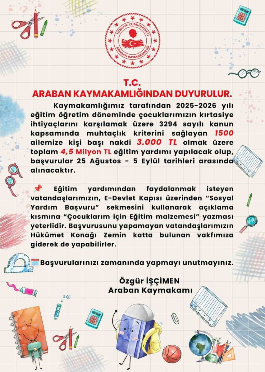 araban-kaymakamligi-bin-500-ihtiyac-sahibi-cocuklara-yardim-yapacak