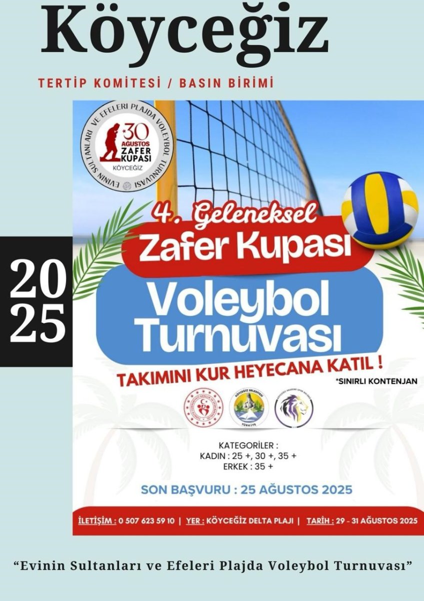 koycegizde-4-geleneksel-zafer-kupasi-plajda-voleybol-turnuvasi-yapilacak