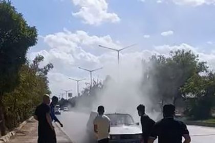 musta-yanan-otomobile-beton-mikseriyle-mudahale