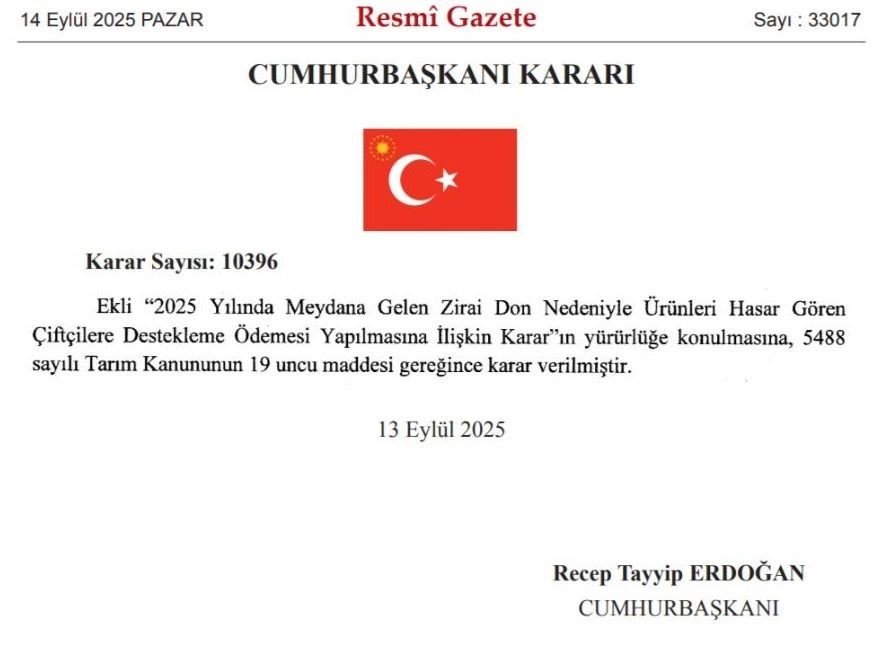 zirai-dondan-etkilenen-ciftcilere-destek-verilmesine-iliskin-cumhurbaskani-karari-resmi-gazetede