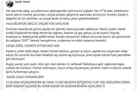 meclis-uyesinden-kavak-belediyesine-arazi-satisi-elestirisi