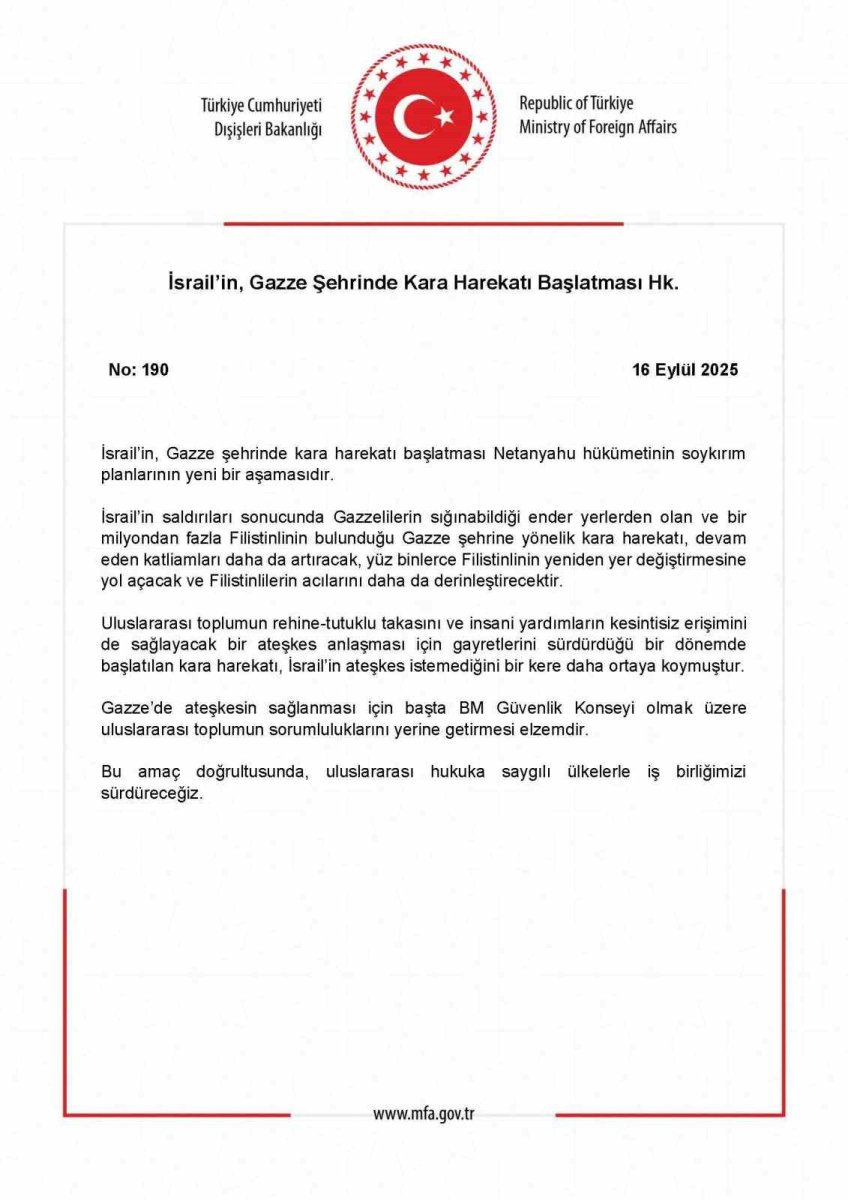 disisleri-bakanligi-israilin-gazzeye-kara-harekati-baslatmasi-netanyahu-hukumetinin-soykirim-planlarinin-yeni-bir-asamasidir