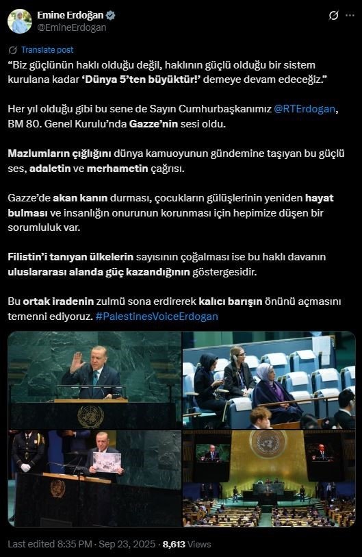 emine-erdogandan-cumhurbaskani-erdoganin-bmdeki-hitabina-iliskin-paylasim