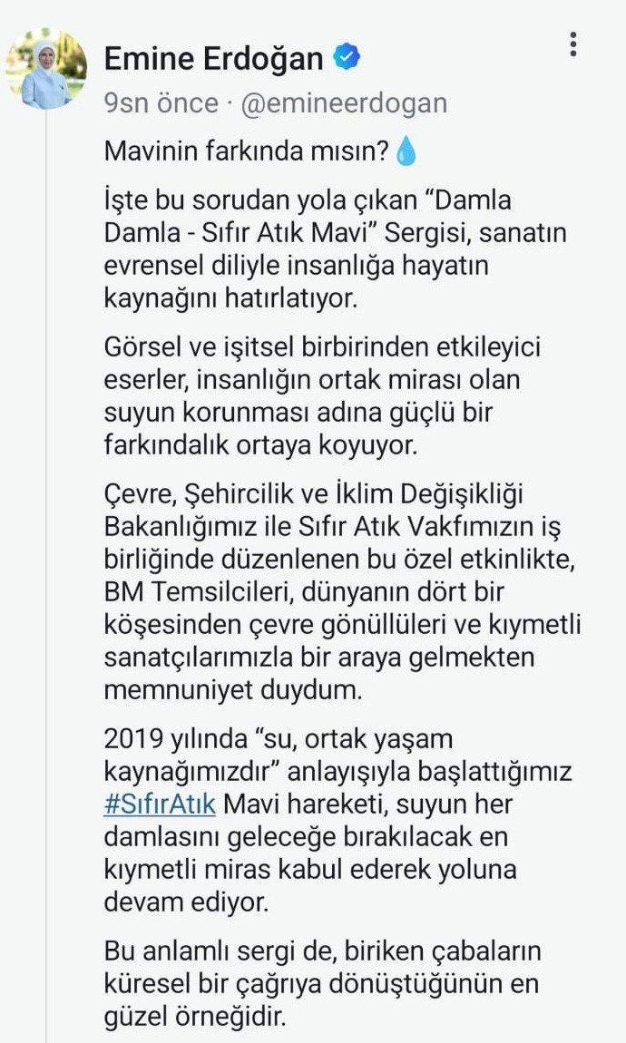 emine-erdogandan-new-yorkta-acilan-sifir-atik-mavi-damla-damla-sergisine-iliskin-paylasim
