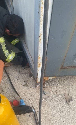 konteyner-altinda-sikisip-mahsur-kalan-yavru-kopegi-itfaiye-ekipleri-kurtardi