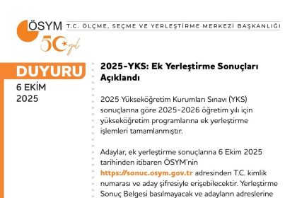 2025-yks-ek-yerlestirme-sonuclari-aciklandi