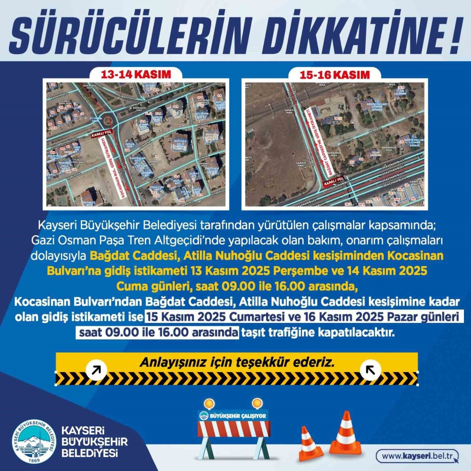 buyuksehir-belediyesinden-suruculere-onarim-calismasi-uyarisi