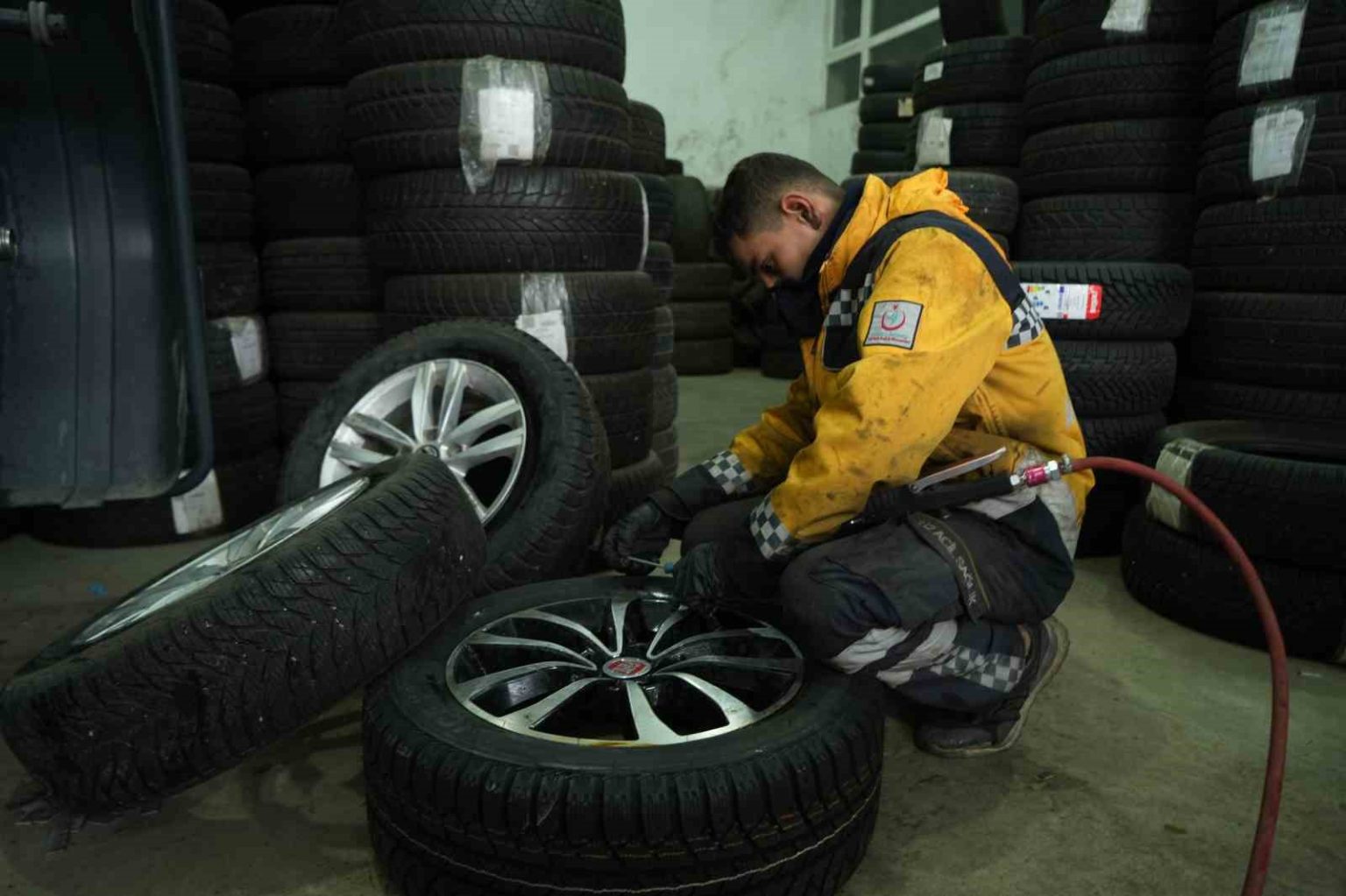 musta-kopeklerin-saldirdigi-tavuk-oto-lastikciye-sigindi
